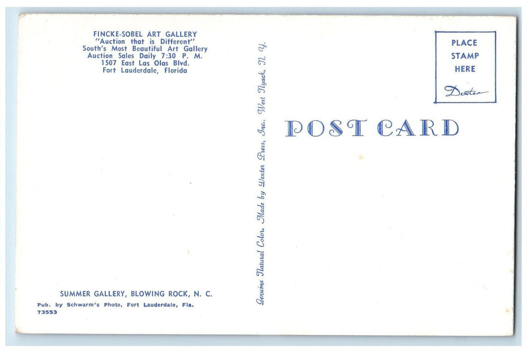 Fincke Sobel Art Gallery Interior View Fort Lauderdale Florida FL Postcard