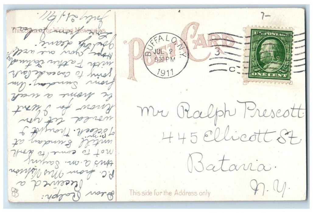 1911 Steamer Ship Eastern Estates Buffalo And Detroit Posted Antique Postcard
