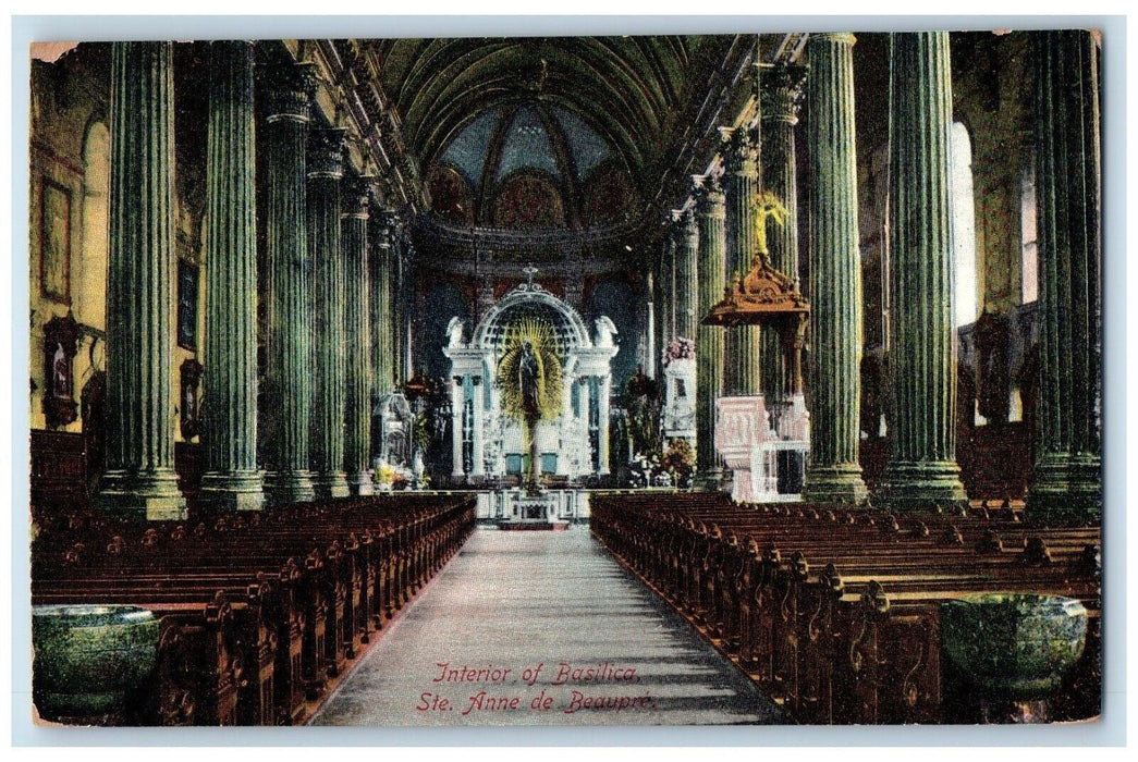 c1910's Interior Of Basilica Ste. Ann De Beaupre Quebec Canada Antique Postcard