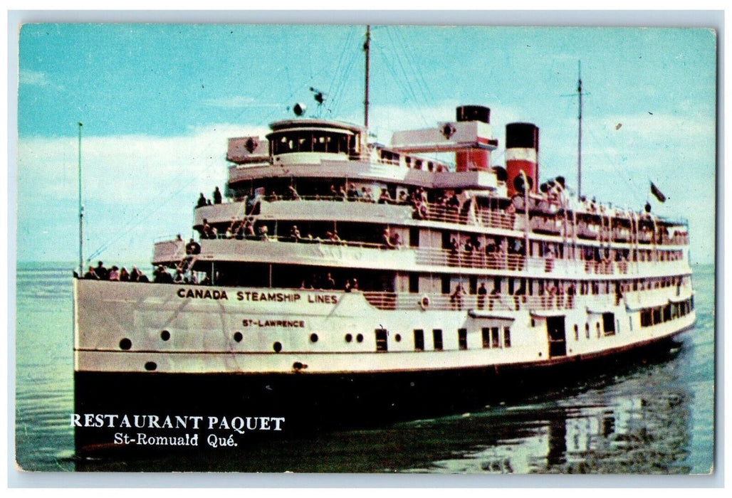 Canada Steamship Lines St. Lawrence Restaurant Paquet St-Romuald Quebec Postcard