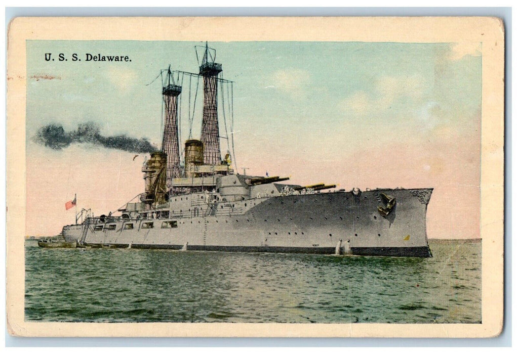 c1910's View Of U.S.S. Steamer Ship Delaware DE Unposted Antique Postcard