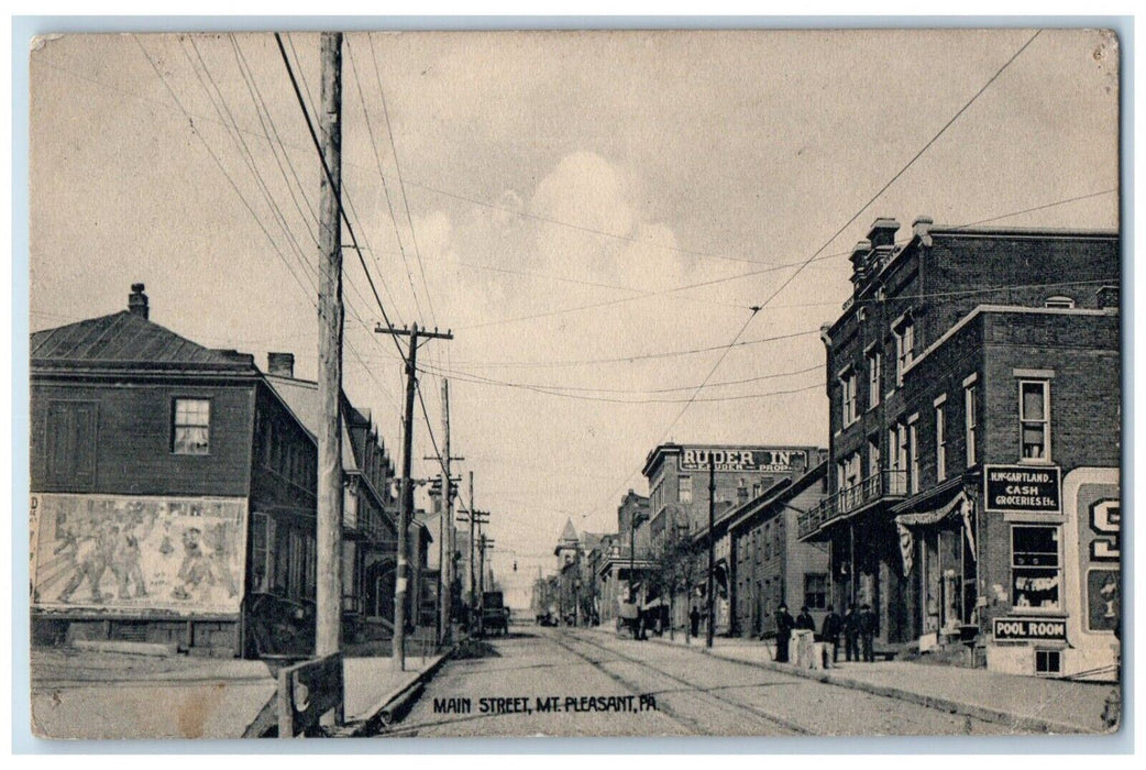 1909 Main Street View Mt. Pleasant Pennsylvania PA Posted Antique Postcard