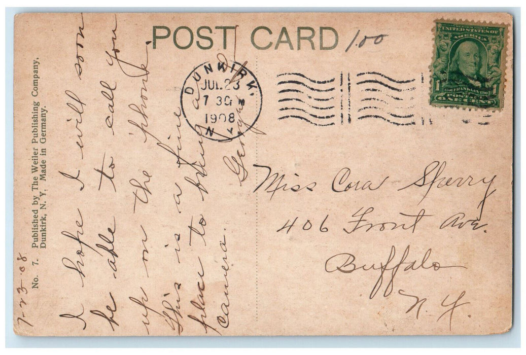 1908 Three Ladies in Scenic View along Canadaway Creek Dunkirk NY Postcard