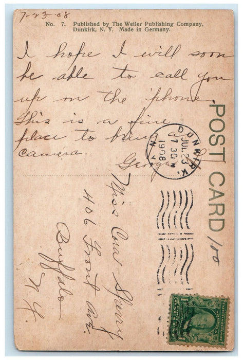 1908 Three Ladies in Scenic View along Canadaway Creek Dunkirk NY Postcard