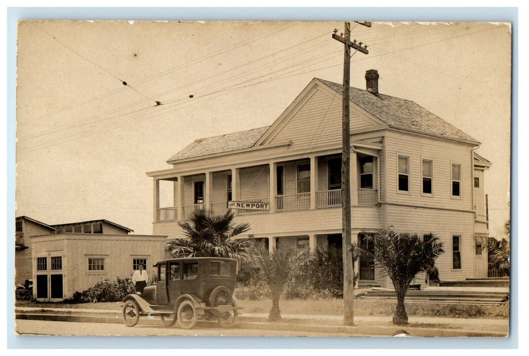 c1910 The Newport Hotel Motel Texas TX Car House RPPC Photo Postcard
