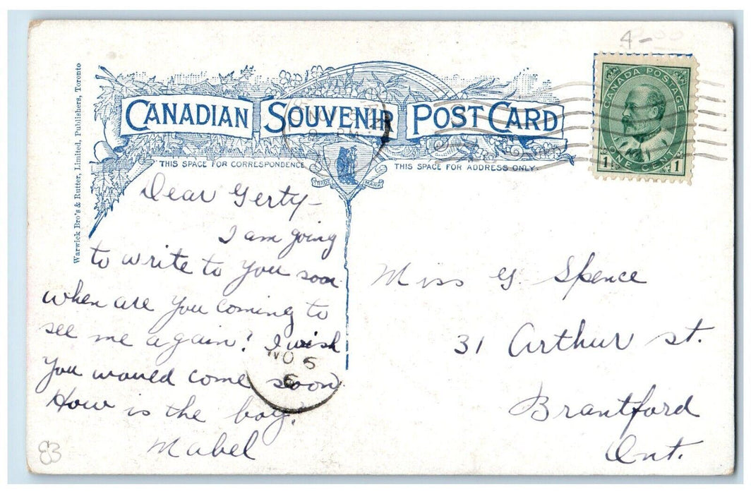 c1910's S.S. Toronto To Montreal Canada, Steamer Ship Flags Antique Postcard