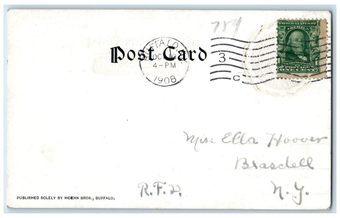 1908 Greetings From Buffalo New York NY, School Logo Posted Antique Postcard