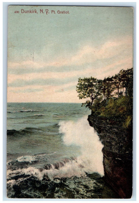 1909 Sea Waves, Rocky Place at Pt. Gratiot Dunkirk NY Posted Postcard