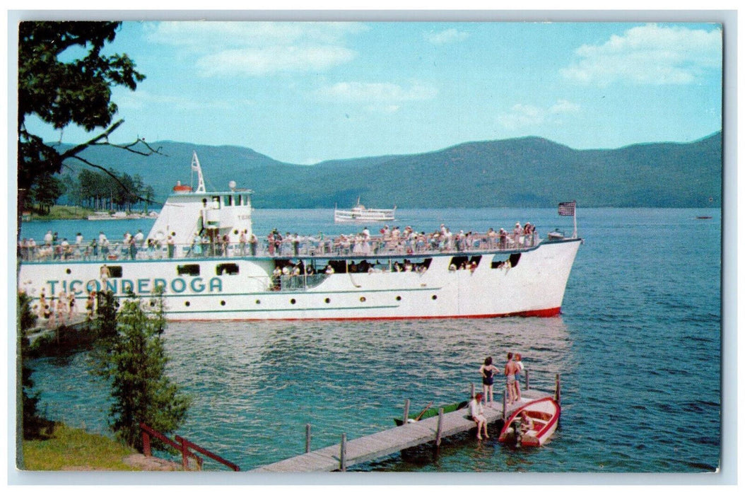 c1950's Cruise Ships MV "Ticonderoga" & MV "Mohican" on Lake George NY Postcard