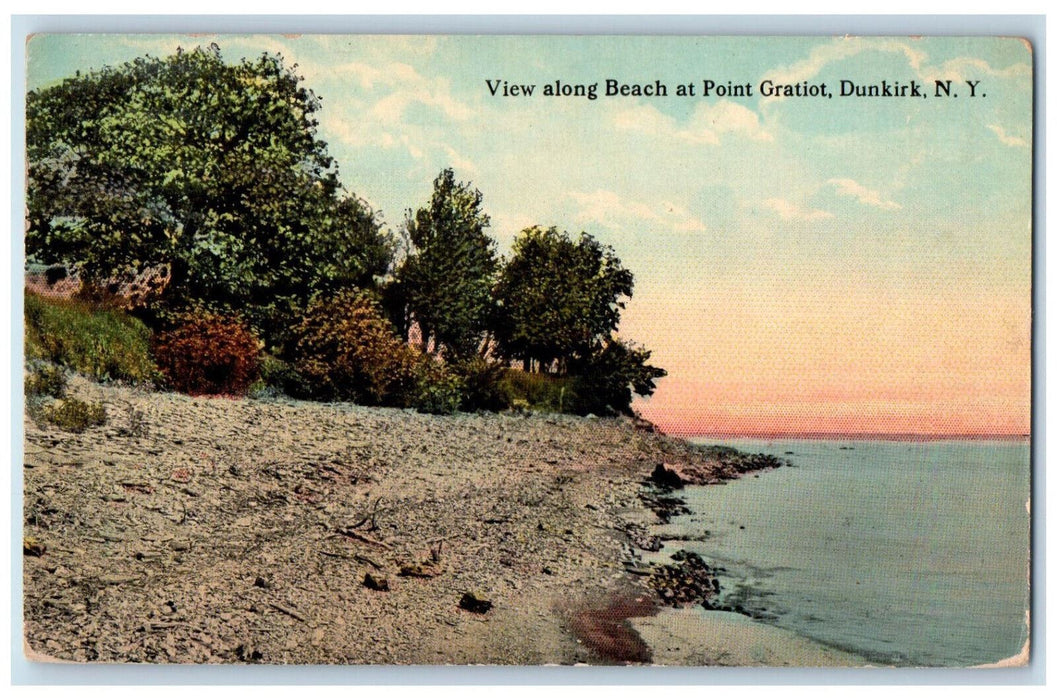 1914 View Along Beach at Point Gratiot Dunkirk New York NY Posted Postcard