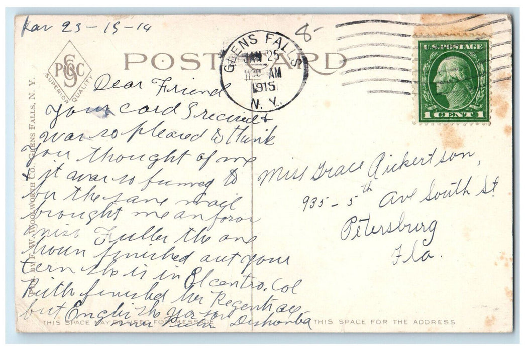1915 Christ M.E. Church and Parsonage Glens Falls, New York NY Postcard