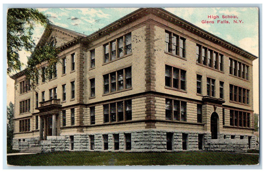 c1910 High School Glens Falls New York NY W. Woolworth Co. Antique Postcard