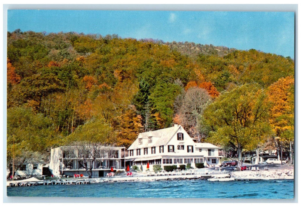c1950's Breezy Point Inn Motel & Restaurant Greenwood Lake NY Postcard