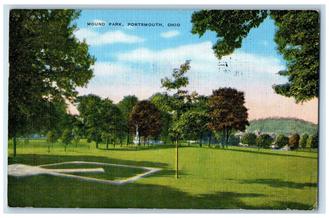 1948 Greenery Scene, Mountains, Mound Park, Portsmouth Ohio OH Postcard