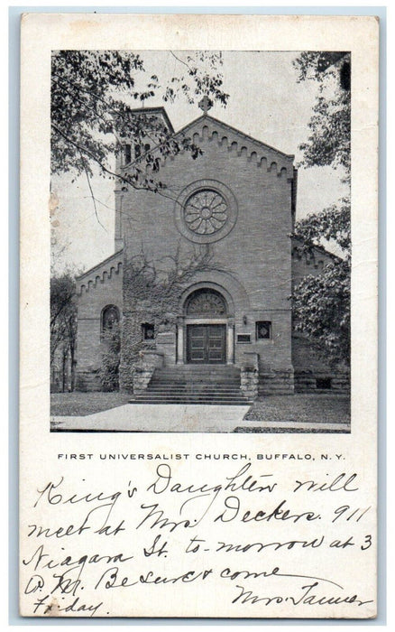 c1905 First Universalist Church Front View Buffalo New York NY Antique Postcard