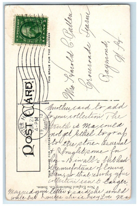 1913 View Of Public Library Building Somerville Massachusetts MA Posted Postcard