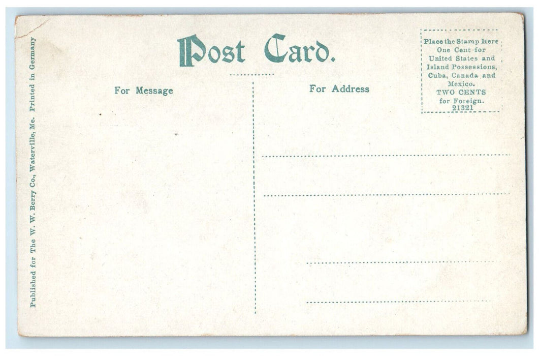 c1910 Savings Bank, Business District, Maine Street Waterville Maine ME Postcard