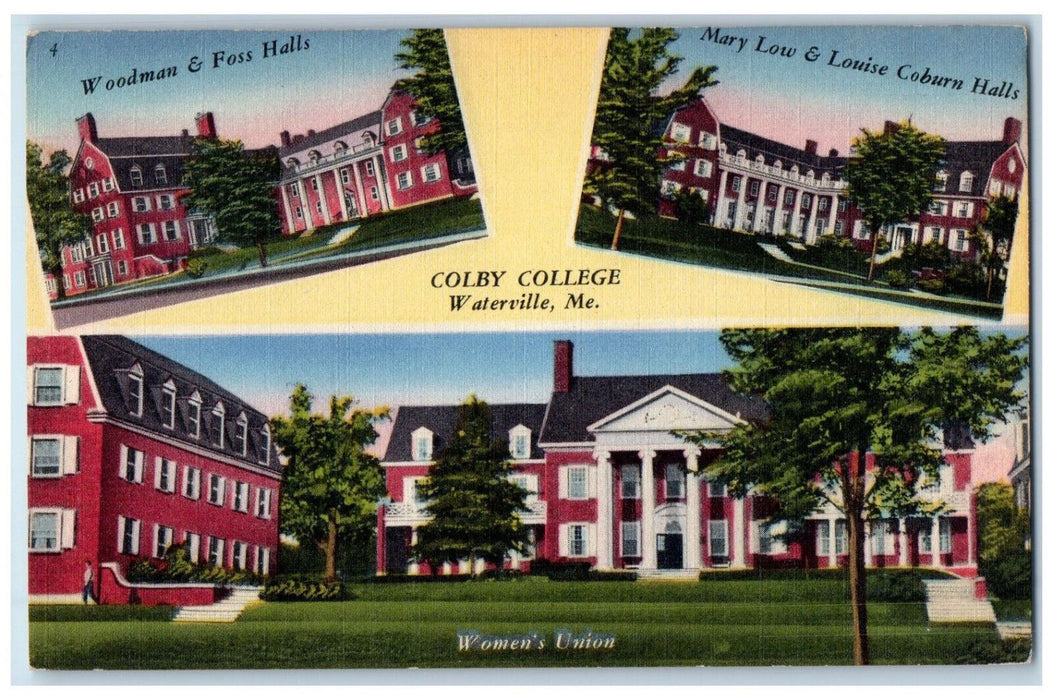 c1930's Multiview of Buildings at Colby College Waterville ME Vintage Postcard