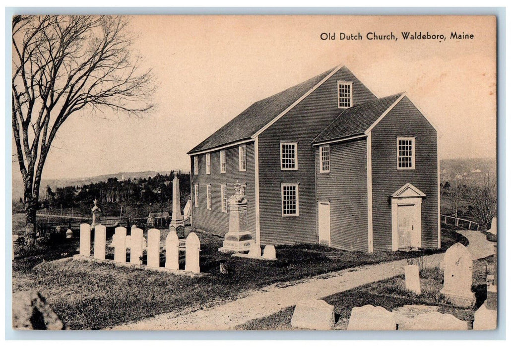 c1940's Old Dutch Church, Old German Meetinghouse, Waldeboro Maine ME Postcard
