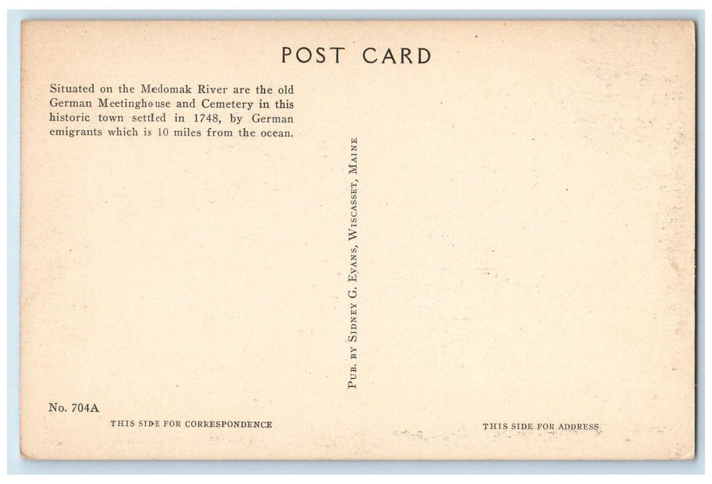 c1940's Old Dutch Church, Old German Meetinghouse, Waldeboro Maine ME Postcard