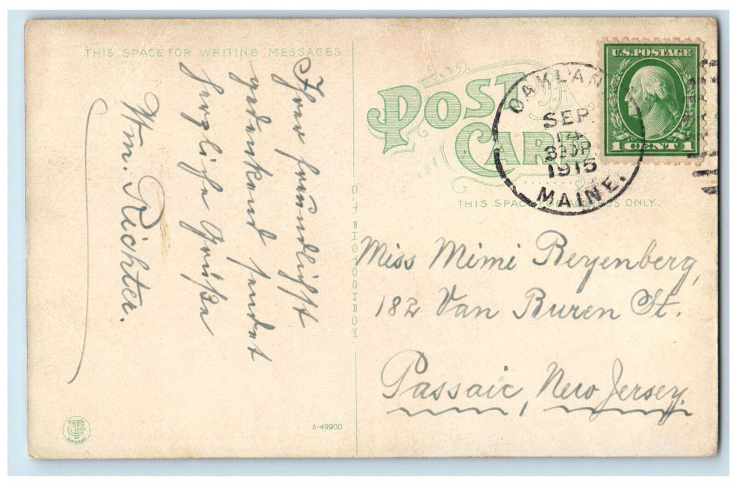 1915 Boat Canoeing, On The Messalonskee Waterville ME Oakland ME Postcard