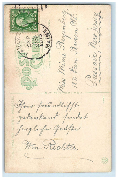 1915 Boat Canoeing, On The Messalonskee Waterville ME Oakland ME Postcard