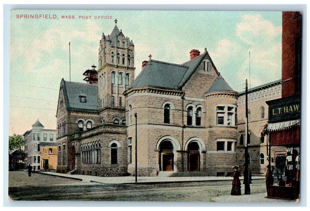 c1910's Springfield Massachusetts Post Office Massachusetts Vintage Postcard
