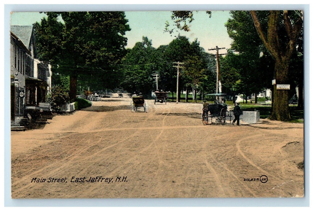 1910 Main Street View Horse Carriage East Jaffrey New Hampshire NH Postcard