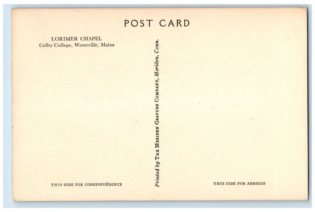 c1940's Entrance to Lorimer Chapel Colby College Waterville ME Postcard