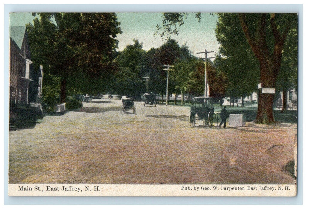 c1910's Main Street View Horse & Carriage East Jaffrey New Hampshire NH Postcard