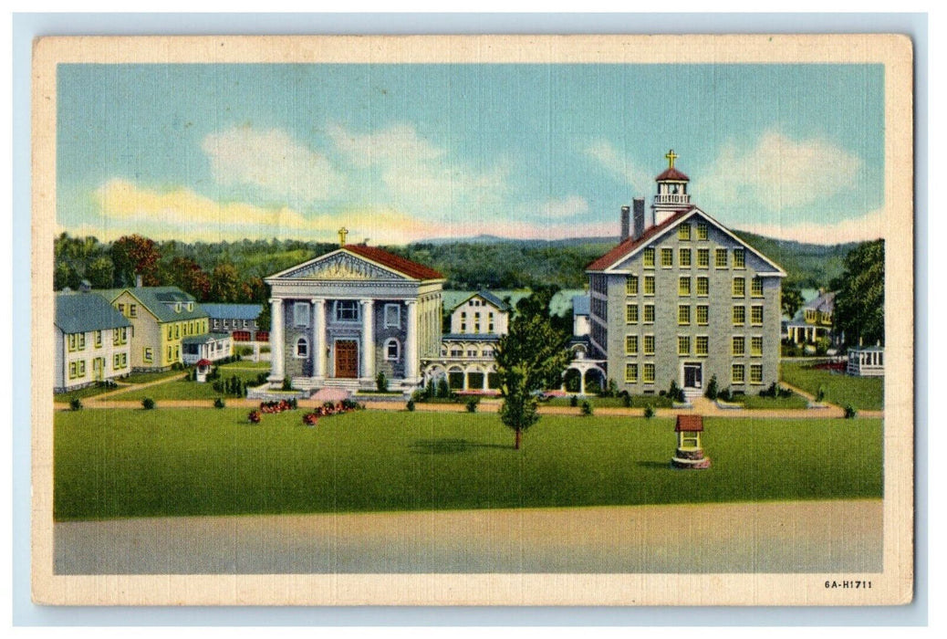 c1930's La Salette View Churches Well Enfield New Hampshire NH Vintage Postcard
