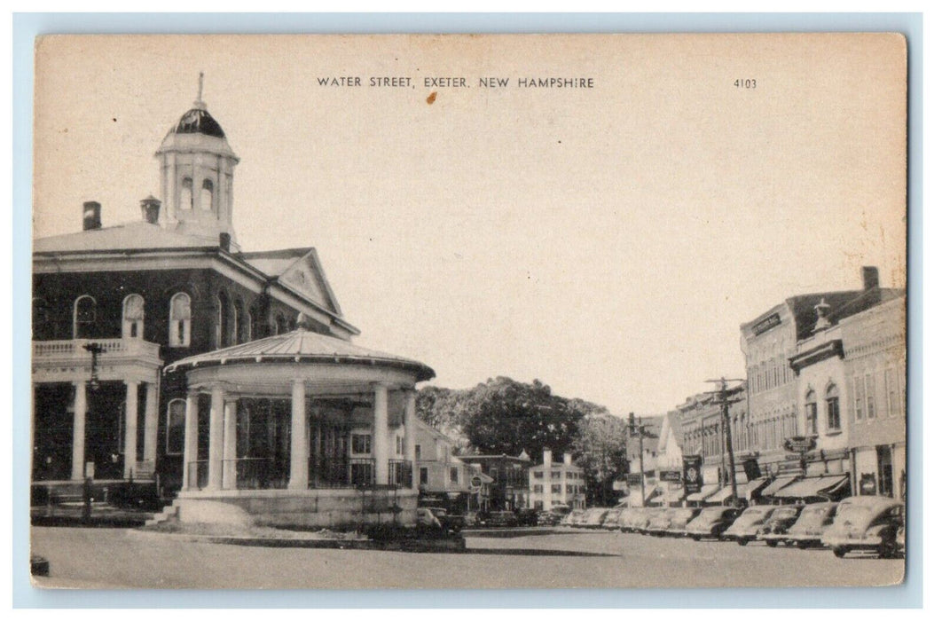 Water Street View Cars Gazebo Exeter New Hampshire NH Unposted Vintage Postcard