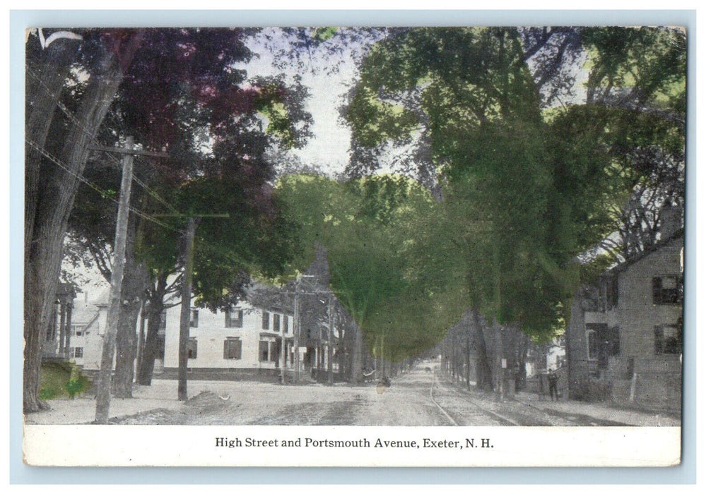c1910's High Street And Portsmouth Avenue Exeter New Hampshire NH Postcard