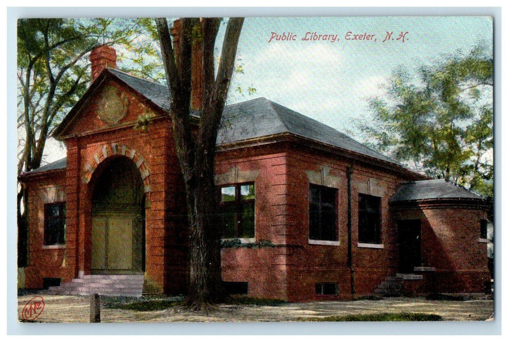 c1910's Public Library Building Exeter New Hampshire NH Antique Postcard