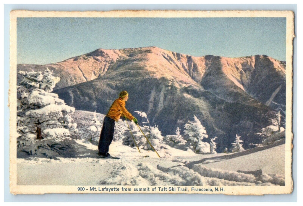 Mt. Lafayette From Summit Of Taft Ski Trail Winter Fraconnia Notch NH Postcard