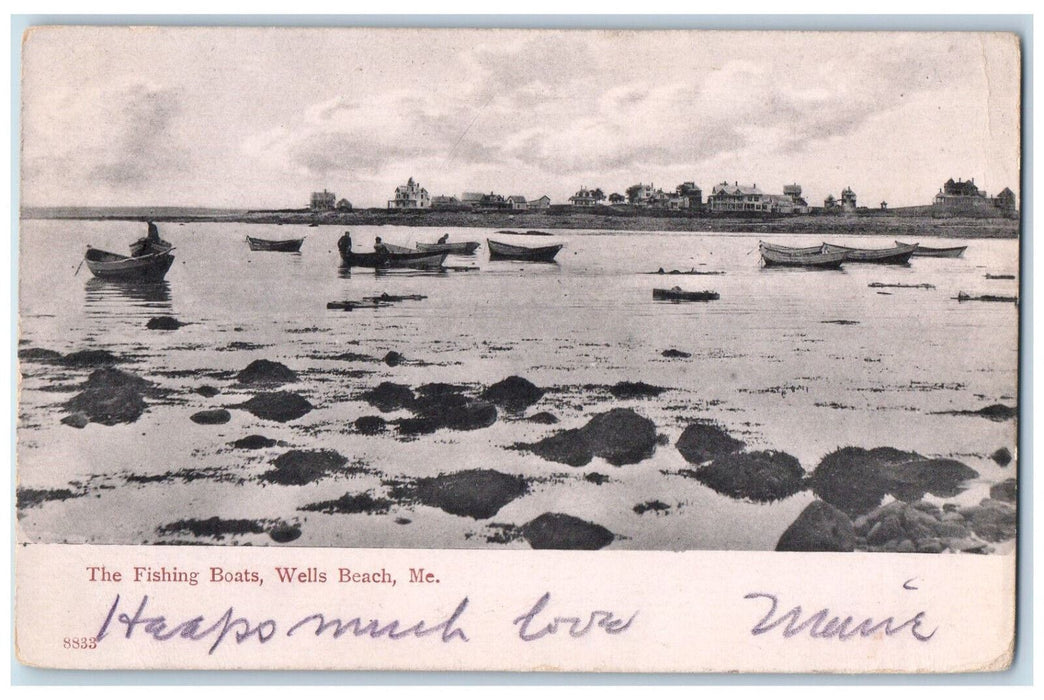 c1905 The Fishing Boats, Wells Beach Maine ME Posted Antique Postcard