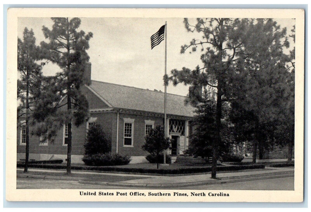 c1920's United States Post Office Southern Pines North Carolina NC Postcard