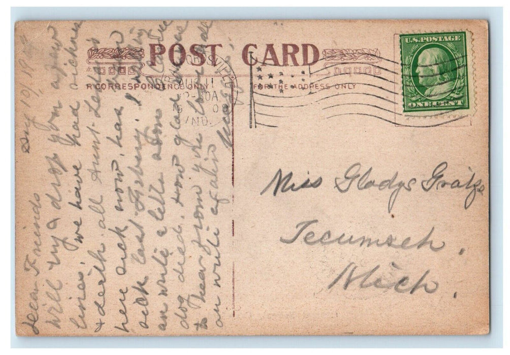 1909 Central School Building Campus Crawfordville Indiana IN Antique Postcard