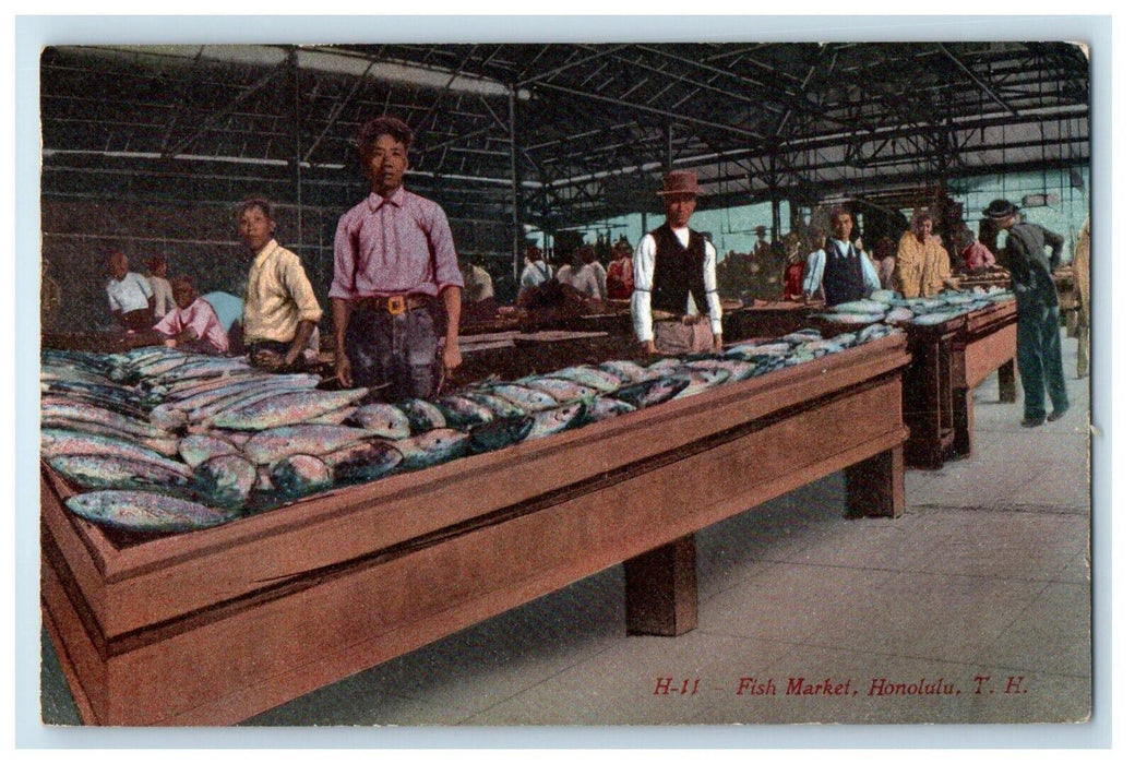 c1910's Fish Market Vendors Honolulu T. H Hawaii HI Unposted Antique Postcard
