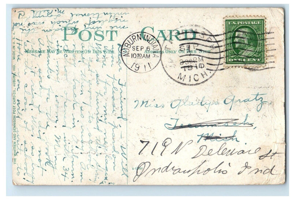 1911 View Of Old Elm Giant Tree Auburn Indiana IN Posted Antique Postcard