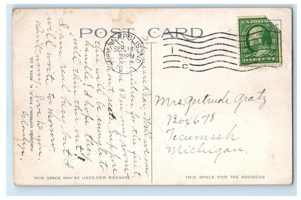 1910 The Aqueduct Fall Creek Waterfall Indianapolis Indiana IN Antique Postcard