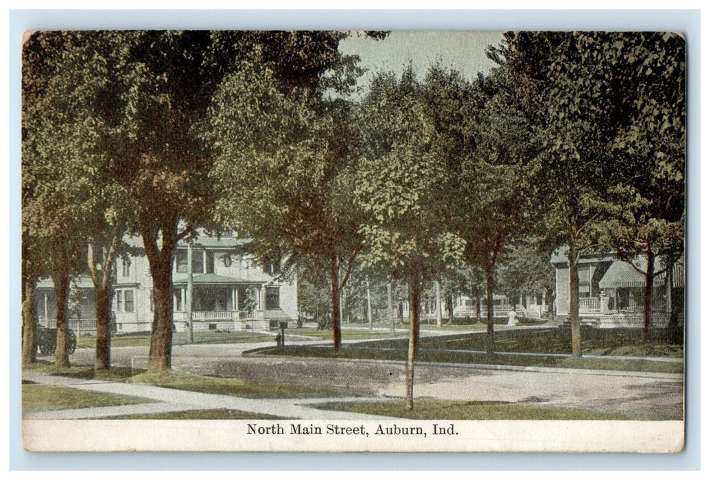 1910 View Of North Main Street Auburn Indian IN Posted Antique Postcard