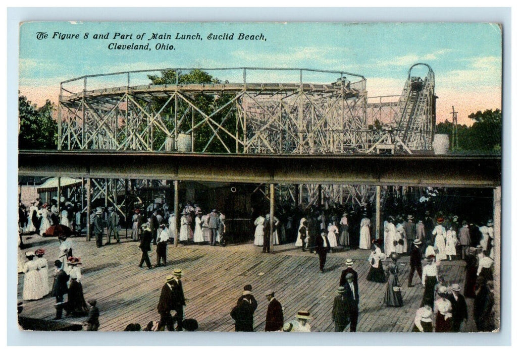 1912 The Figure 8 And Part Main Lunch Euclid Beach Cleveland Ohio OH Postcard