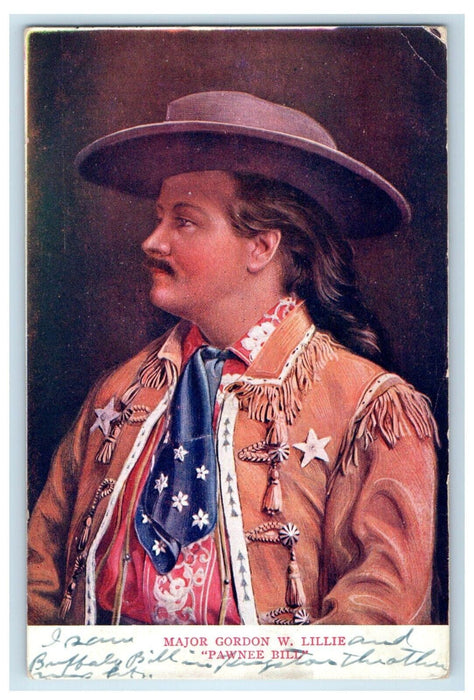 1909 Major Gordon W. Lillie Pawnee Billy Studio Portrait Posted Antique Postcard