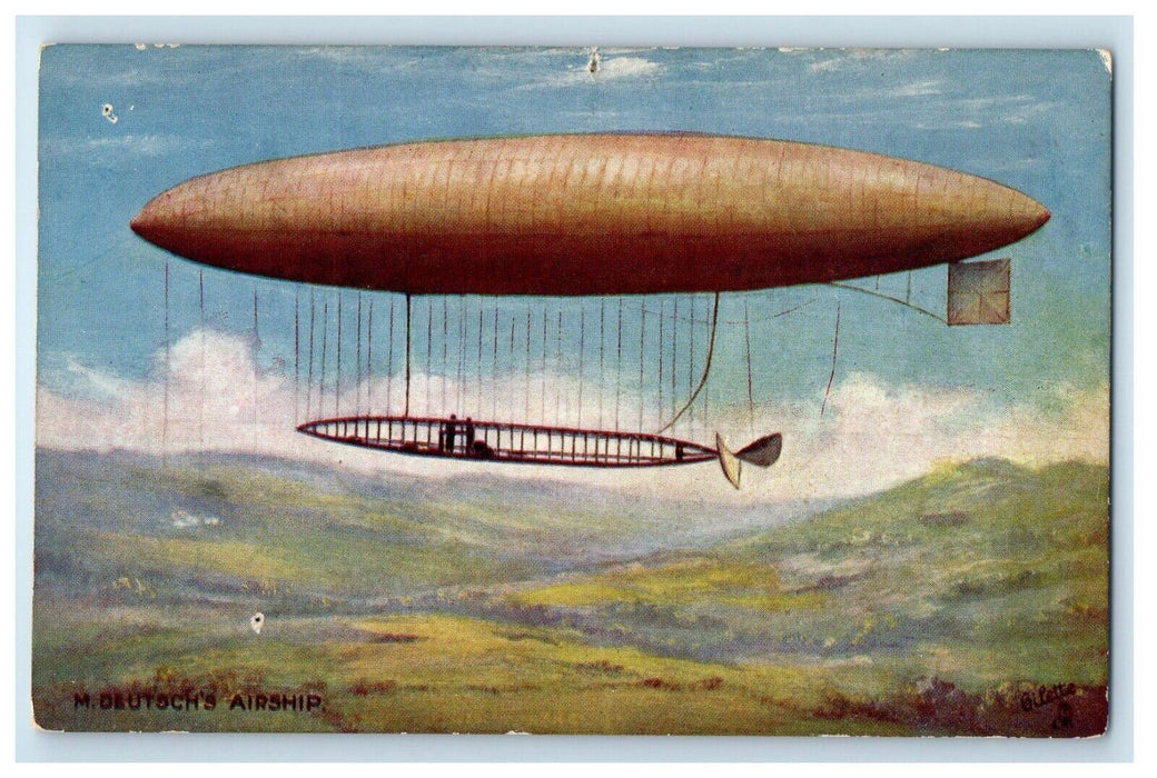 c1910's M. Deutoch's Airship The La Ville De Paris Oilette Tuck's Postcard