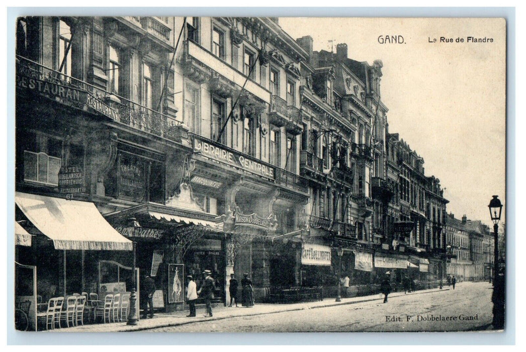 1920 Gand Le Rue De Flandre Stores Street View Belgium Antique Postcard
