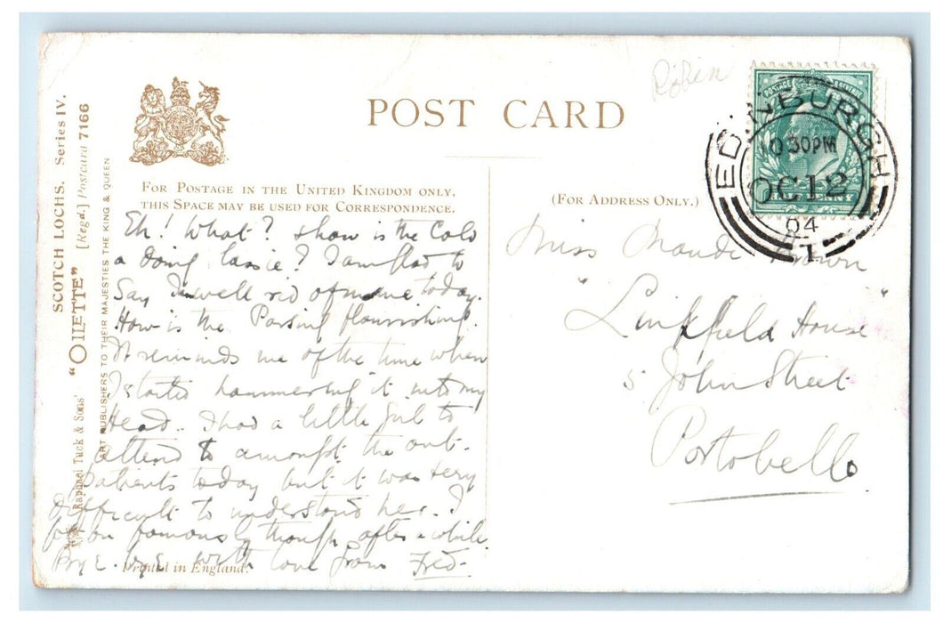 1904 Loch Earn Scotch Andrew Blair Art Oilette Tuck Posted Postcard
