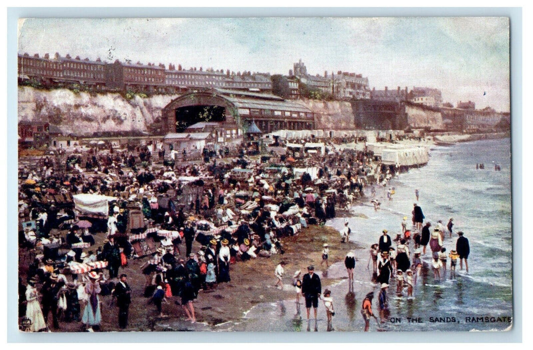 1904 Scene On The Sands, Ramsgate England UK Oilette Tuck Art Postcard