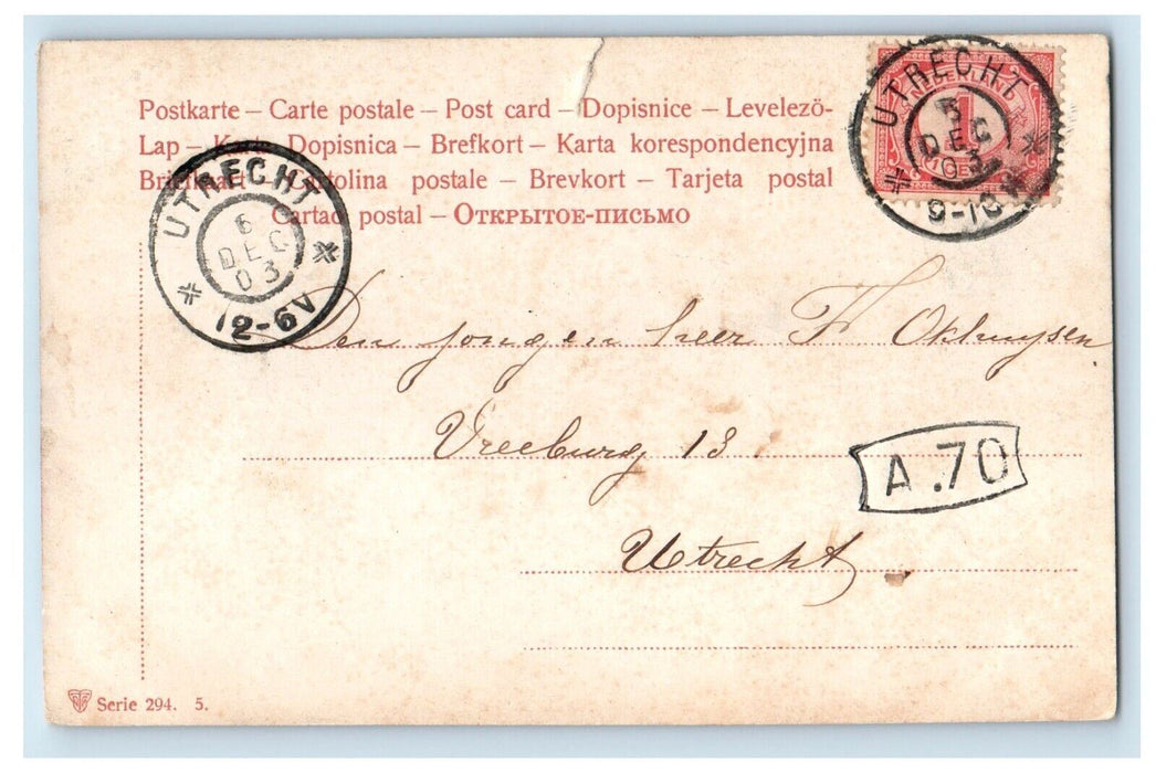 1903 Six Horses Scene, Utrecht Netherlands Antique Posted Postcard
