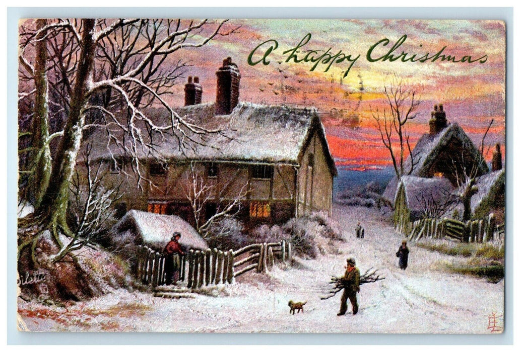 1907 A Happy Christmas A White World Oilette Tuck Art Posted Postcard